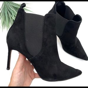 Manolo Blahnik Tungade Suede Ankle Bootie Heels